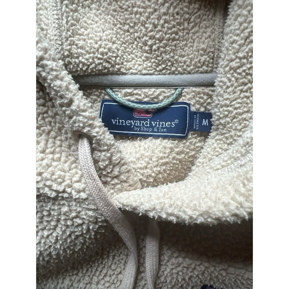 Vineyard Vines Sherpa Fleece Pullover Hoodie Beige Men's Medium